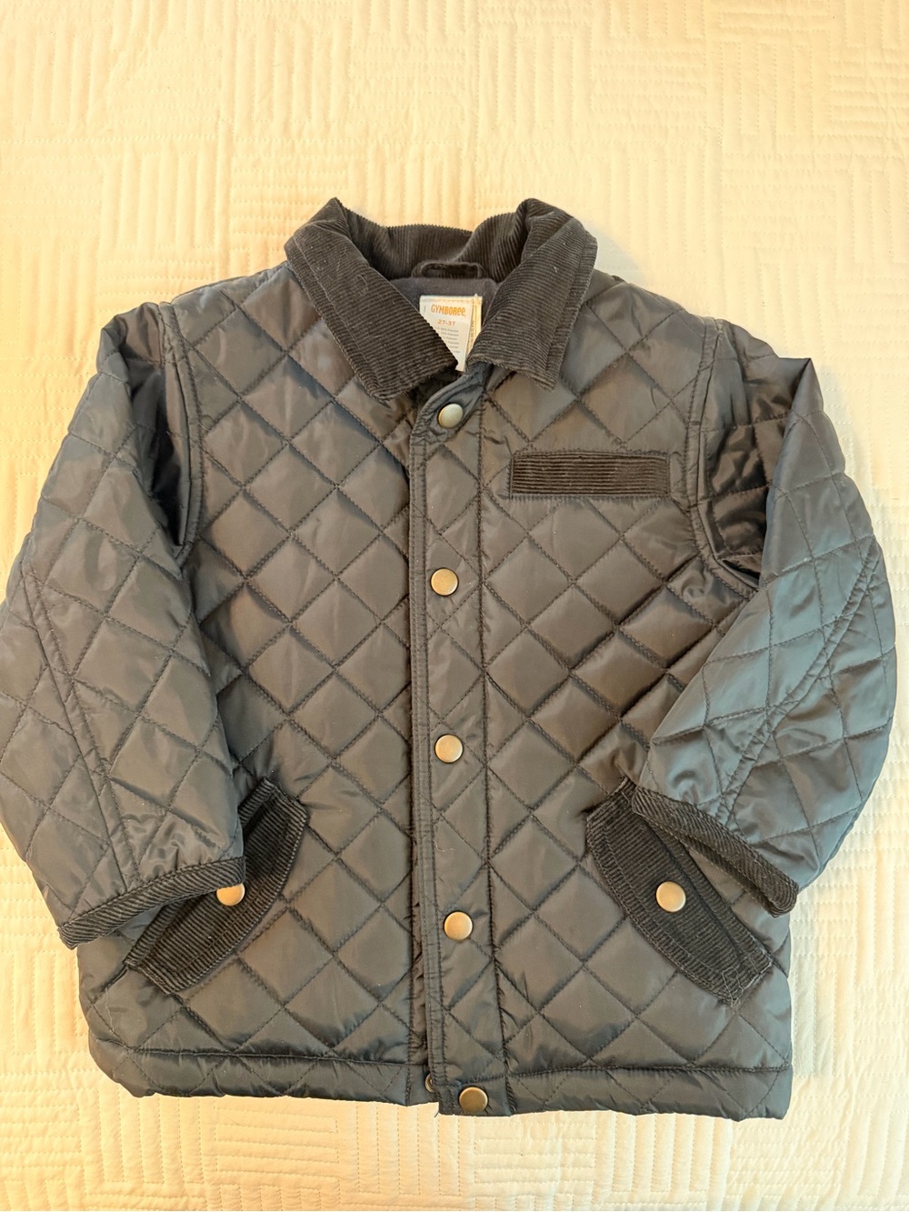 Gymboree Quilted Pea Coat in Navy with Corduroy Trim